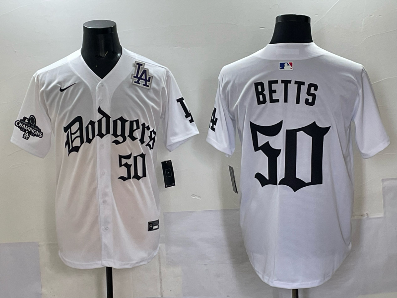 Men Los Angeles Dodgers 50 Betts white Nike 2025 MLB jersey 009